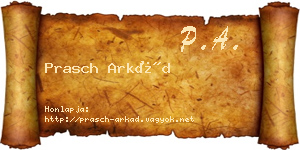 Prasch Arkád névjegykártya